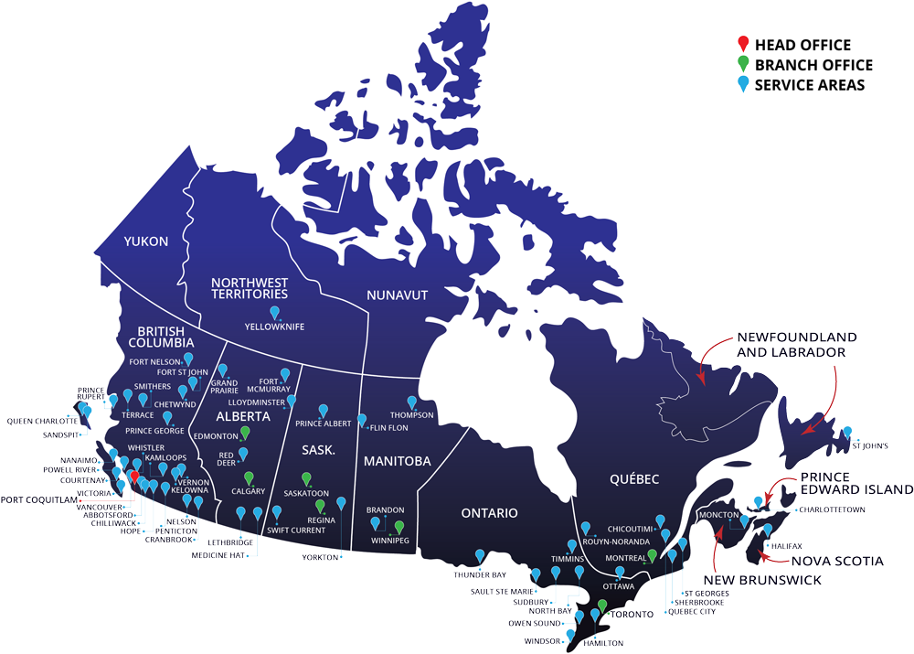 Serviceabilitly map in Canada