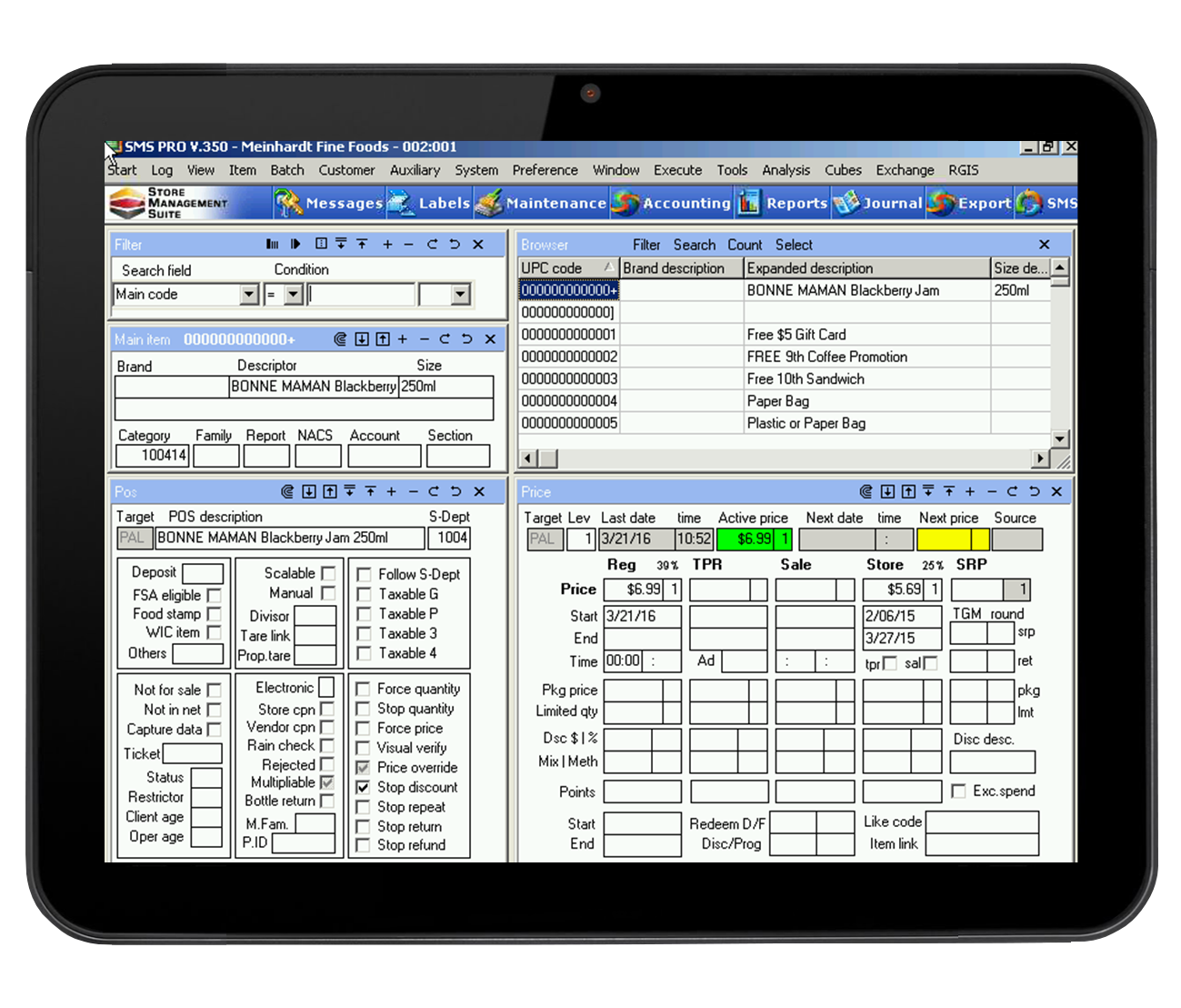 Grocery sms on tablet